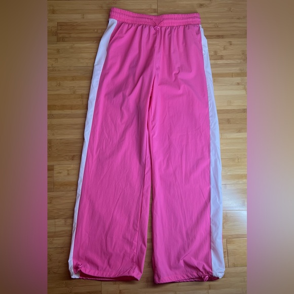OTOS Activewear Womens Barbie Pink stripe Nylon W/Drawstring Ankle pants|Size:L - Picture 2 of 15